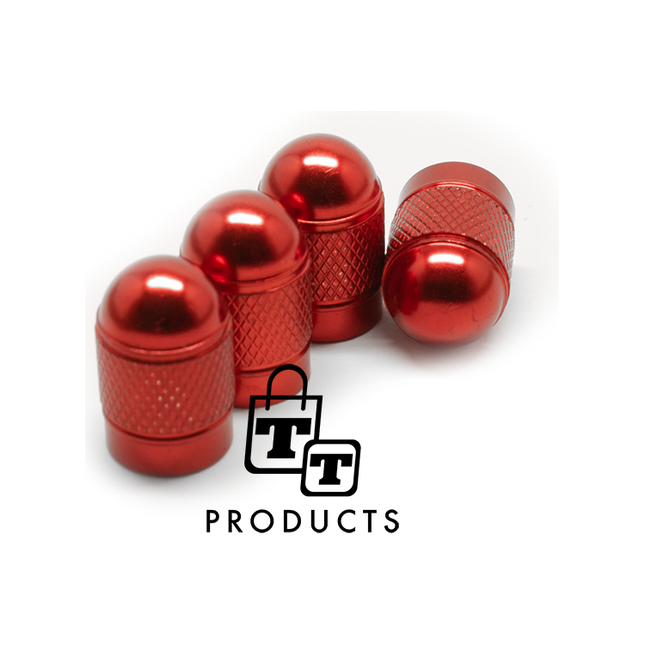 TT-products ventieldoppen Red Bullets aluminium 4 stuks Rood