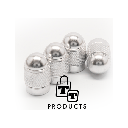 TT-products ventieldoppen Silver Bullets aluminium 4 stuks zilver
