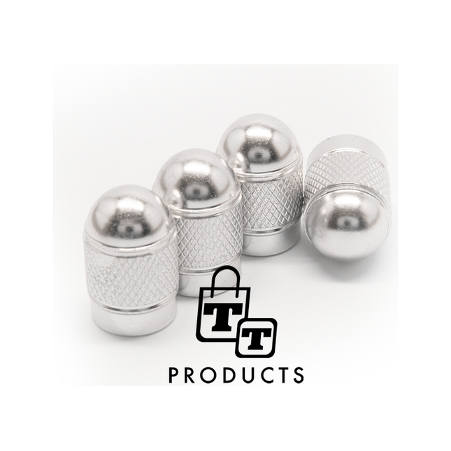 TT-products ventieldoppen Silver Bullets aluminium 4 stuks zilver