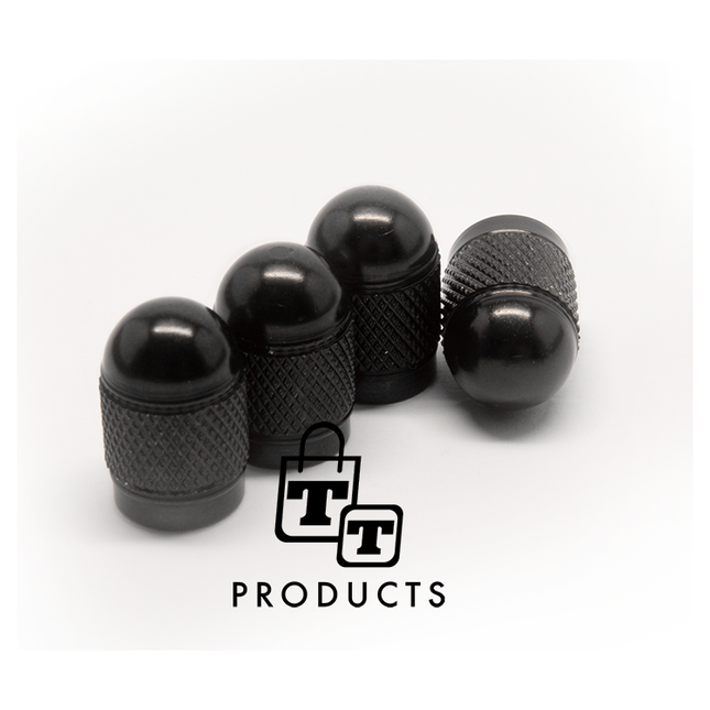 TT-products ventieldoppen Black Bullets aluminium 4 stuks zwart