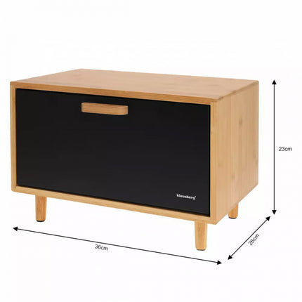 Klausberg KB-7399 Stalen broodtrommel bamboe met zwarte deksel