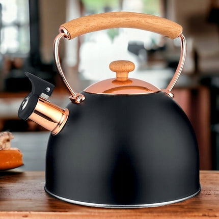Florina Rose Limited Edition fluitketel RVS mat zwart met rosé accenten 2.5 Liter - ook geschikt voor inductie