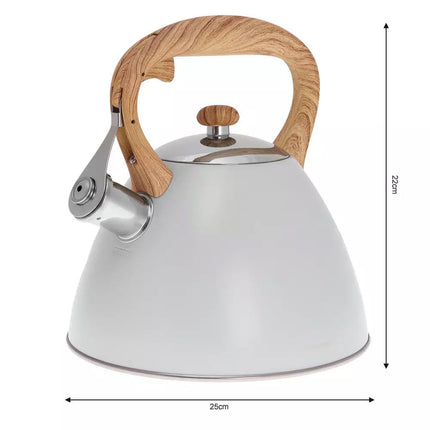 Klausberg KB-7264 fluitketel RVS mat lichtgrijs 3 Liter - ook geschikt voor inductie