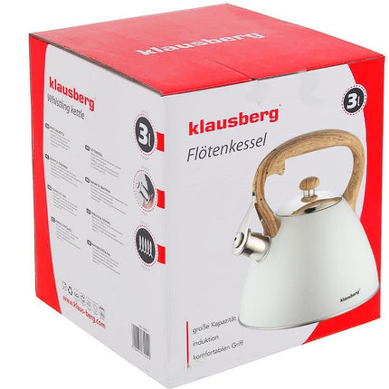 Klausberg KB-7264 fluitketel RVS mat lichtgrijs 3 Liter - ook geschikt voor inductie