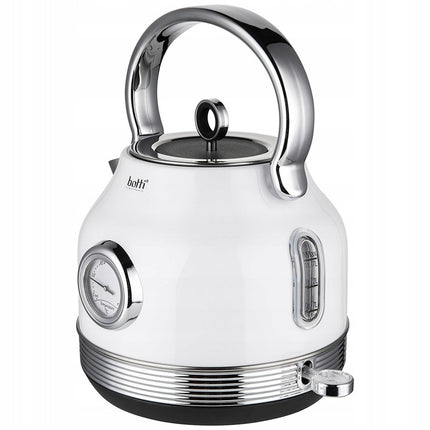 Botti Royal Line professionele waterkoker met thermometer klassiek design 1.7L 2200W wit/zilver