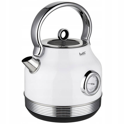 Botti Royal Line professionele waterkoker met thermometer klassiek design 1.7L 2200W wit/zilver