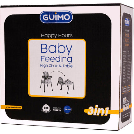 Guimo 3 in 1 voedingsstoel / kinderstoel met 5-punts gordel wild & free blauw