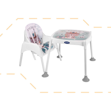 Guimo 3 in 1 voedingsstoel / kinderstoel met 5-punts gordel wild & free blauw