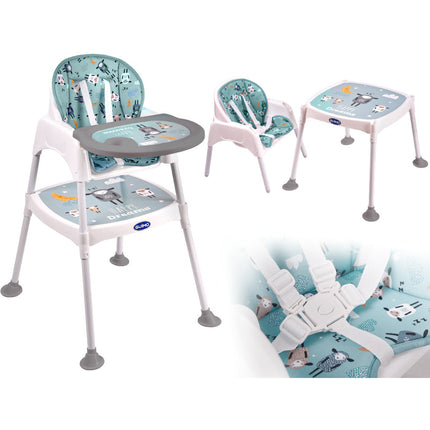 Guimo 3 in 1 voedingsstoel / kinderstoel met 5-punts gordel happy dreams groen