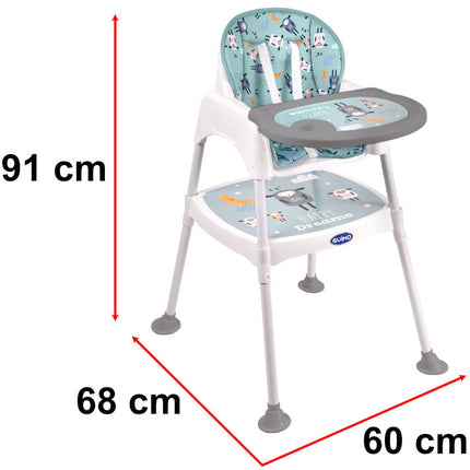 Guimo 3 in 1 voedingsstoel / kinderstoel met 5-punts gordel happy dreams groen