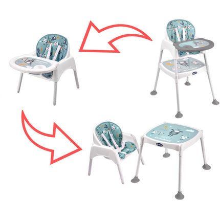 Guimo 3 in 1 voedingsstoel / kinderstoel met 5-punts gordel happy dreams groen
