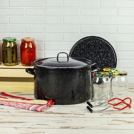 Enger Impex Grote Emaille Kookpan met Vergietinleg – 32 cm – 15,5 Liter – Voor Inductie & Alle Warmtebronnen – Ideaal voor Inmaken & Conserveren