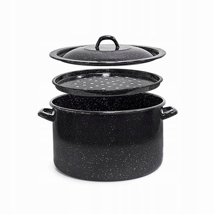 Enger Impex Grote Emaille Kookpan met Vergietinleg – 32 cm – 15,5 Liter – Voor Inductie & Alle Warmtebronnen – Ideaal voor Inmaken & Conserveren