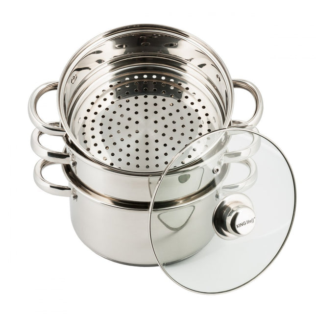 Kinghoff KH-3328 stoompan 4-delig RVS 4.0L ∅ 22 cm - geschikt voor inductie