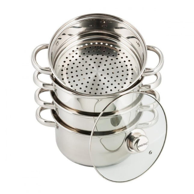 Kinghoff KH-3317 stoompan 5-delig RVS 2.5L ∅ 18 cm - geschikt voor inductie