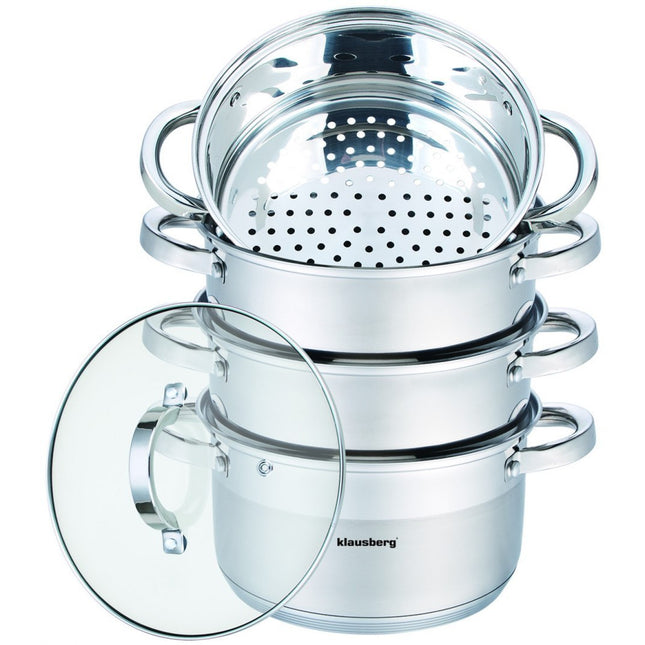 Klausberg KB-7140 stoompan 5-delig RVS 3.1L ∅ 20 cm - geschikt voor inductie