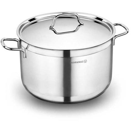 Korkmaz RVS Soeppan 5.5L – Grote Kookpan Geschikt Voor Inductie – Met Deksel en Dubbele Bodem