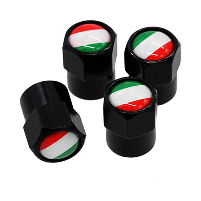 TT-products ventieldoppen aluminium Italiaanse vlag zwart 4 stuks