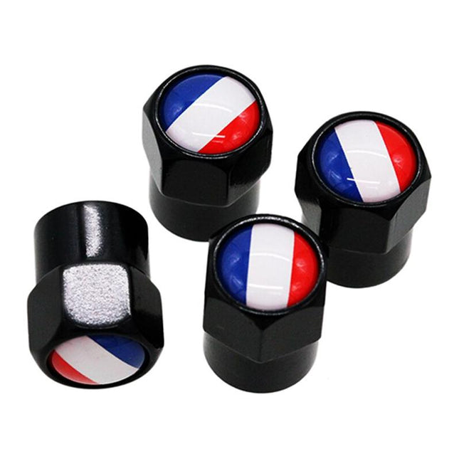 TT-products ventieldoppen aluminium Franse vlag zwart 4 stuks
