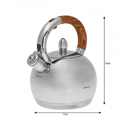 King hoff KH-3778 fluitketel gepolijst RVS zilver 3 Liter - ook geschikt voor in inductie