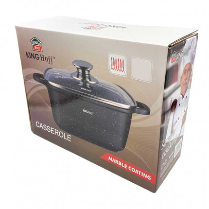 Kinghoff KH-1601 vierkante braadpan met glazen deksel 20 x 20 x 9 cm aluminium 2.8L - ook geschikt voor inductie
