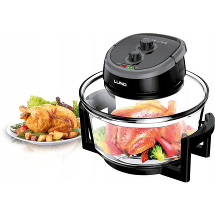 LUND Professional halogeen oven heteluchtoven met air fryer ring 12 + 5L 1400W zwart / grijs