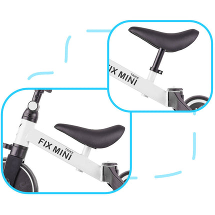 Fix Mini 3 in 1 driewieler trike met pedalen tot 30kg van 1,5 - 4 jaar oud wit  / zwart