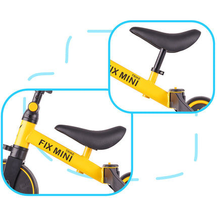 Fix Mini 3 in 1 driewieler trike met pedalen tot 30kg van 1,5 - 4 jaar oud geel / zwart