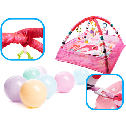 Ikonka Opvouwbare Activity Center Speelmat met 18 Ballen voor Baby's Roze