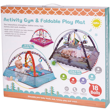 Ikonka Opvouwbare Activity Center Speelmat met 18 Ballen voor Baby's Roze