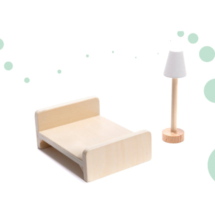 Zeer luxe grote houten poppenhuis/ speelhuis met meubels in boho stijl met LED verlichting78 cm