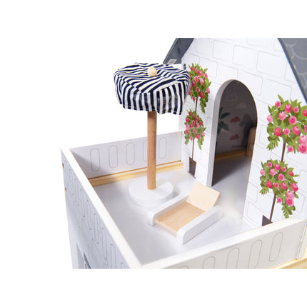 Zeer luxe grote houten poppenhuis/ speelhuis met meubels met LED verlichting 78 cm