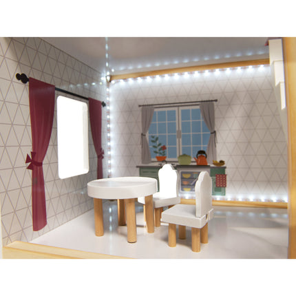 Zeer luxe grote houten poppenhuis/ speelhuis met meubels met LED verlichting 78 cm