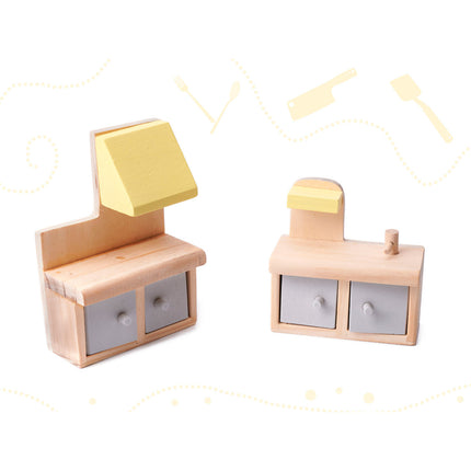 Zeer luxe grote houten poppenhuis/ speelhuis met meubels 70 cm grijs