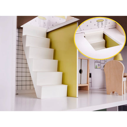 Zeer luxe grote houten poppenhuis/ speelhuis met meubels 70 cm grijs