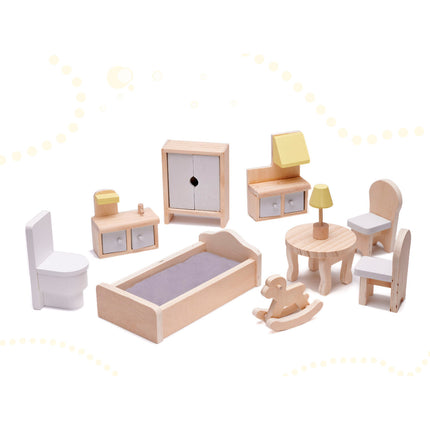 Zeer luxe grote houten poppenhuis/ speelhuis met meubels 70 cm grijs