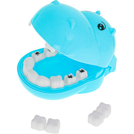 13-delige Speelgoed Tandarts Set – Nijlpaard Blauw – Medische Rollenspel Kit – Inclusief Tandheelkundige Instrumenten