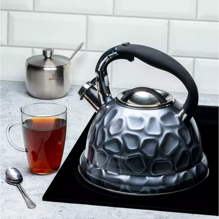 King Hoff KH-1064 fluitketel 3D effect RVS antraciet 2.7 Liter - ook geschikt voor inductie