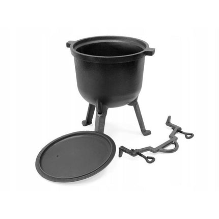 Meyerhoff Outdoor Dutch Oven 8 L – Gietijzeren Heksenketel met Deksel & Afneembare Poten – Voor Kampvuur of Open Vuur – Zwart