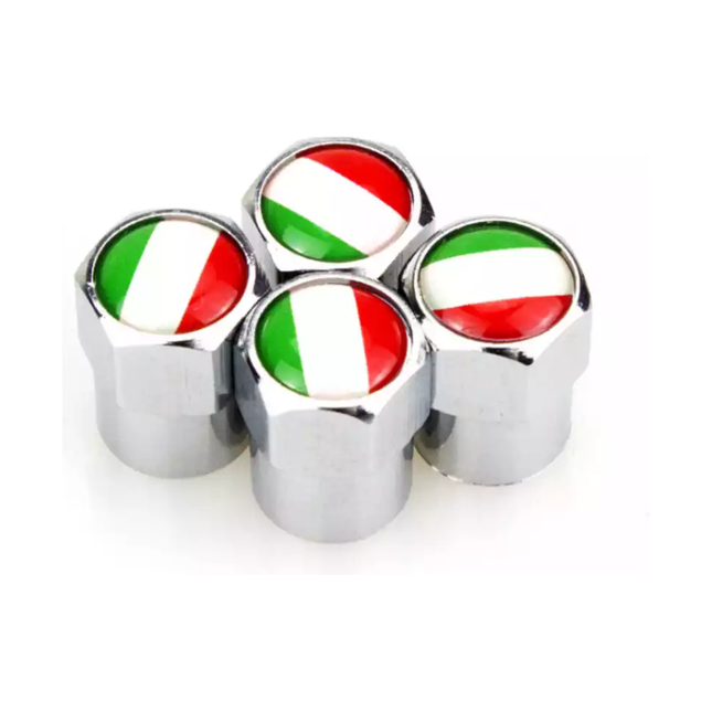 TT-products ventieldoppen aluminium Italiaanse vlag zilver 4 stuks