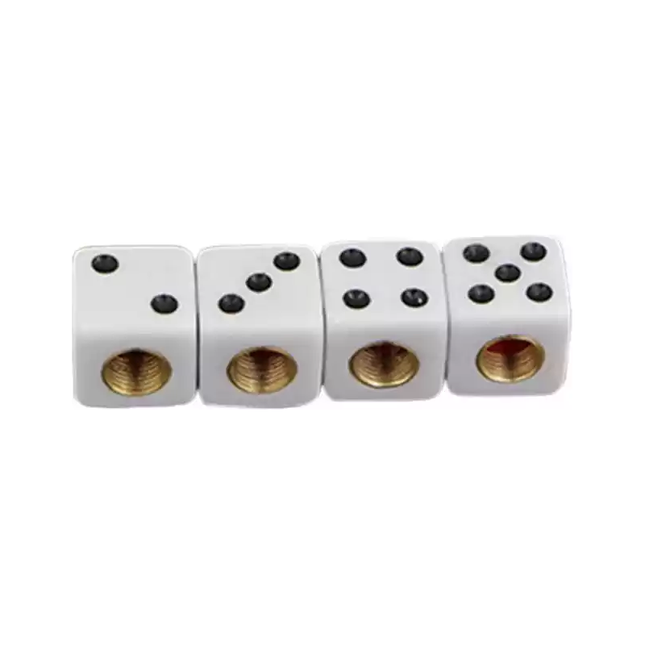 TT-products ventieldoppen Dice White dobbelstenen 4 stuks wit