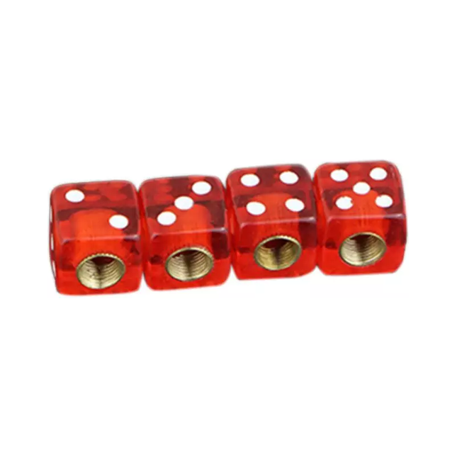 TT-products ventieldoppen Dice Clear Red dobbelstenen 4 stuks rood