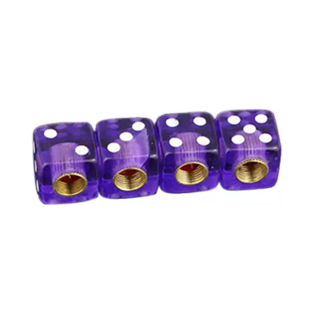 TT-products ventieldoppen Dice Clear Purple dobbelstenen 4 stuks paars