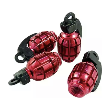 TT-products ventieldoppen Red Grenades handgranaat 4 stuks rood