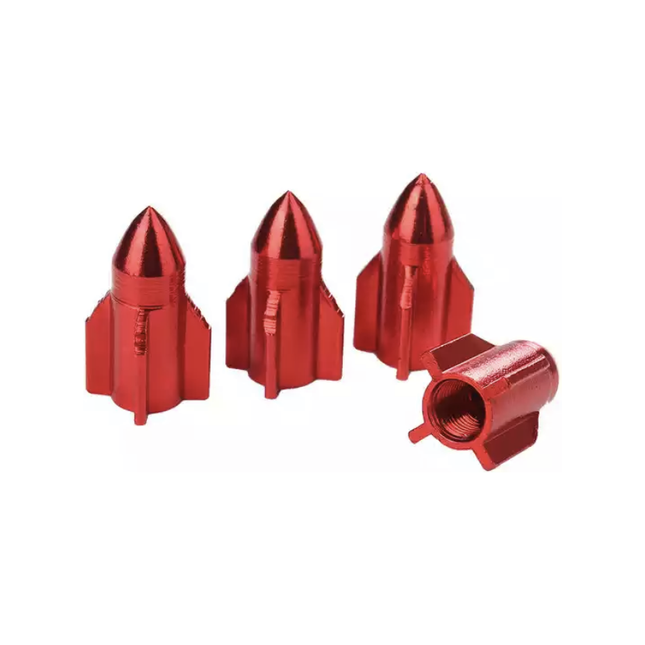 TT-products ventieldoppen Red Rockets aluminium 4 stuks Rood