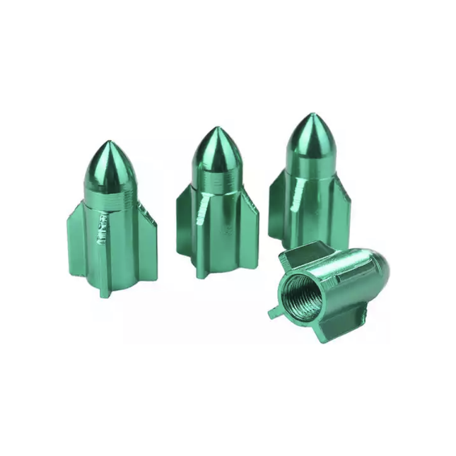 TT-products ventieldoppen Green Rockets aluminium 4 stuks Groen