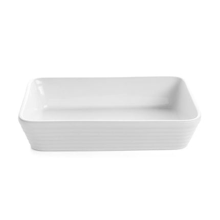 Florina Christo rechthoekige ovenschaal braad/bakschaal 1.2L keramiek wit