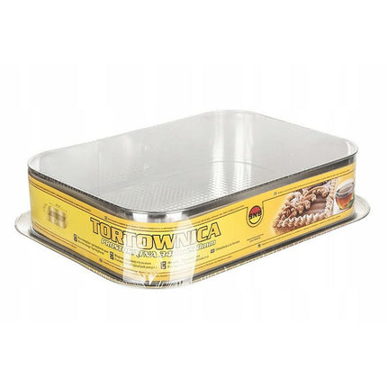 Tortownica rechthoekige springvorm 34 x 24 x 8 cm zilver