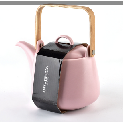 Affekdesign Happy roze porseleinen thee set inclusief 2 kop en schotel / melk en suiker set en theepot 5-delig