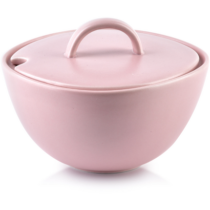Affekdesign Happy roze porseleinen thee set inclusief 2 kop en schotel / melk en suiker set en theepot 5-delig